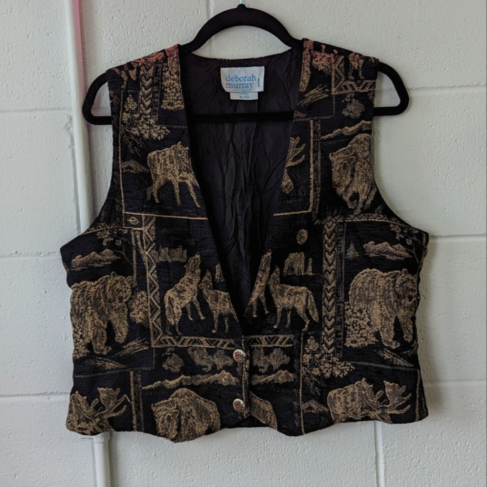 Cropped tapestry vest
